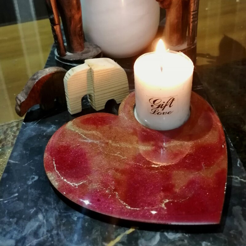 جاشمعی قلبی رزینی همراه با شمع وارمر