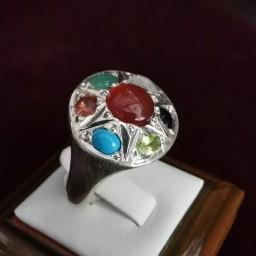انگشتر مردانه 7 جواهر دست ساز