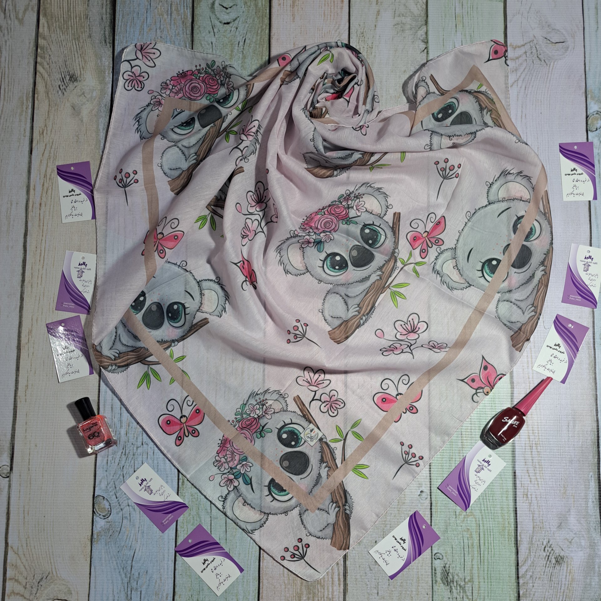 روسری  طرح عروسکی مناسب نوجوانان قواره کار 90 طرح بندی متنوع کد 159