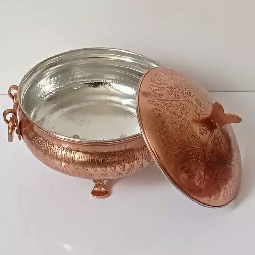 سوپ خوری مسی طرحدار سه پایه سایز 1 نانو شده