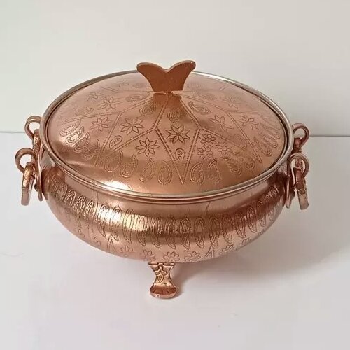 سوپ خوری مسی طرحدار سه پایه سایز 1 نانو شده