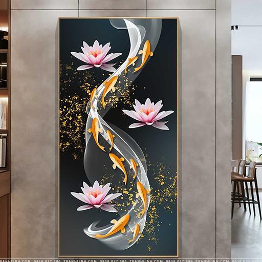 تابلوی نقاشی طرح ماهی و گل مرداب