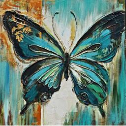تابلوی نقاشی پروانه سبز آبی