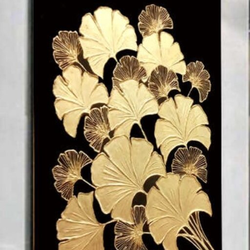 تابلوی نقاشی گل برگ طلایی روی مخمل جیر