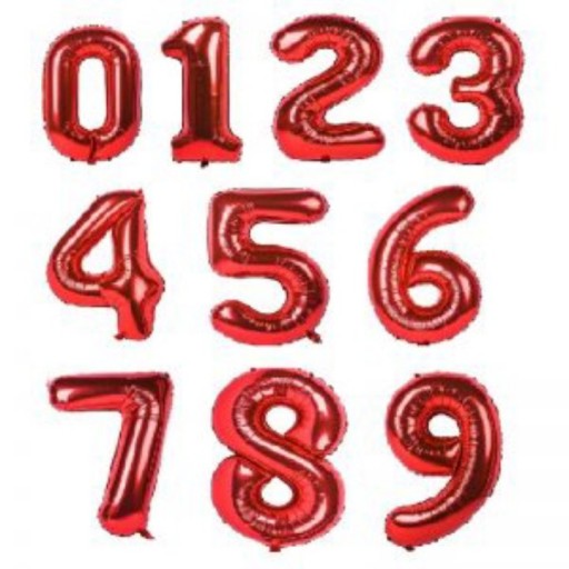 بادکنک فویلی عدد تولد قرمز و طلایی و نقره ای