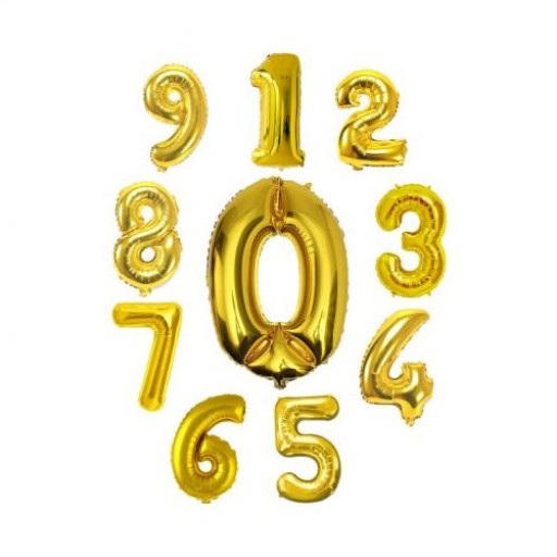 بادکنک فویلی عدد تولد قرمز و طلایی و نقره ای