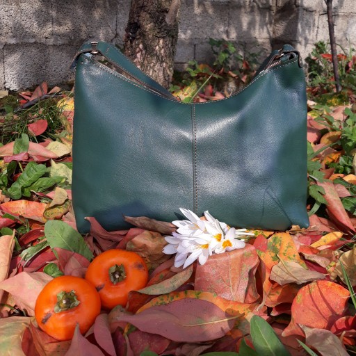 کیف چرم طبیعی دستدوز رنگ سبز