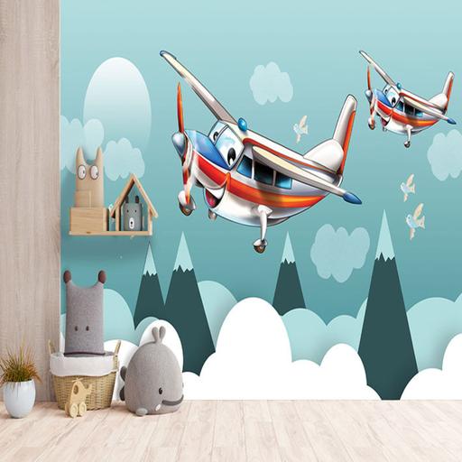 پوستردیواری طرح اطاق کودک مدل هواپیما نقاشی کوه یا طرح دلخواه