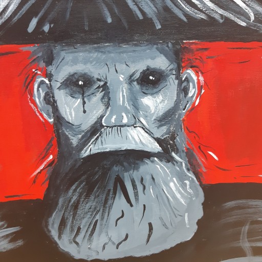 تابلو نقاشی بارنگ اکرولیک 60×40 خشم پنهان قرمز