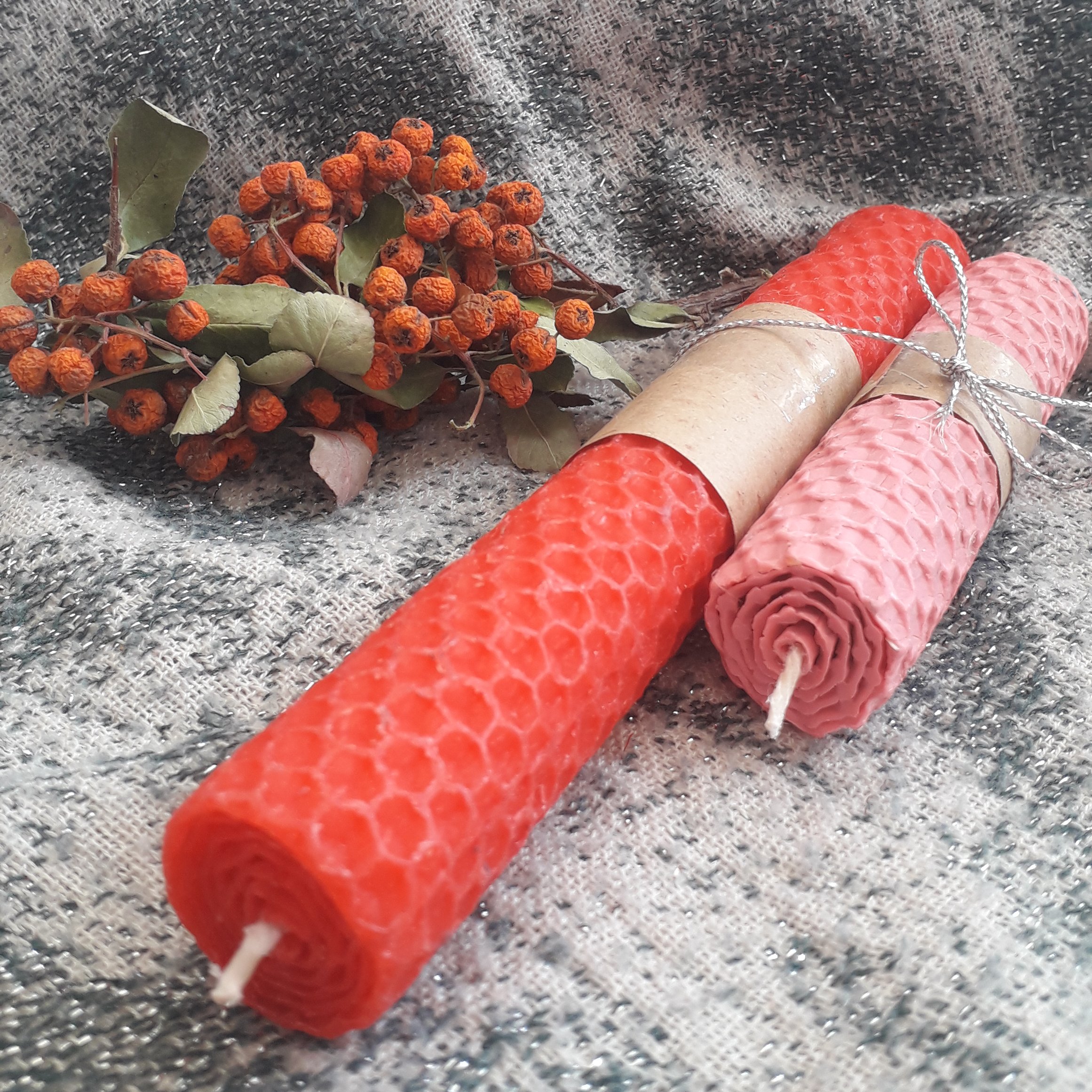 ست دوتایی شمع طبیعی موم عسل