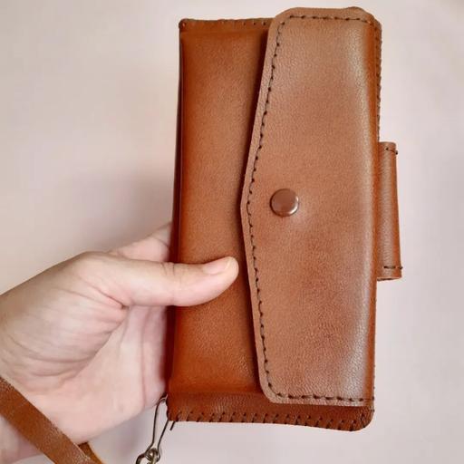 کیف پول و موبایل چرم طبیعی دستدوز ( کیف زنانه و مردانه )