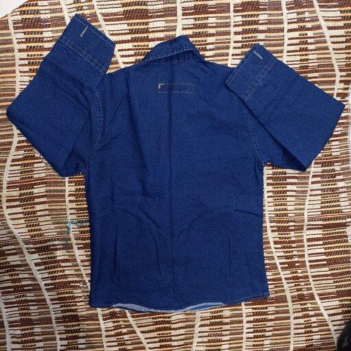 پیراهن پسرانه آبی و طوسی جنس لی سنگشور شده سایز 40 تا 55 رنگ آبی و زغالی