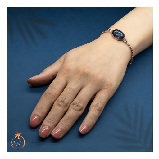 دستبند زنانه ی مسی با نگین سنگ دلربای سورمه ای کد 269 نخل زیور