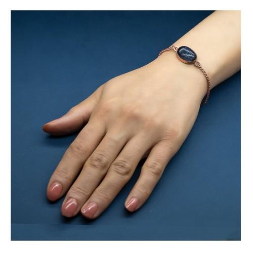 دستبند زنانه ی مسی با نگین سنگ دلربای سورمه ای کد 269 نخل زیور