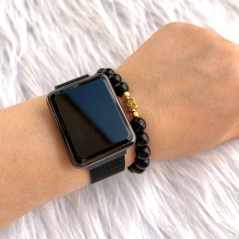 ساعت مگنتی مشکی و نیمست و دستبند مشکی 