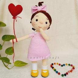 عروسک لینا خوش قلب عروسک بافتی عروسک دختر بافتی 
