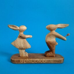 مجسمه چوبی تزییناتی ولنتاین طرح خرگوش عاشق