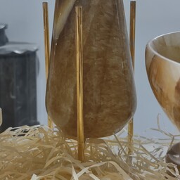 پایه فلزی زیر گلدان سنگی رنگ طلایی
