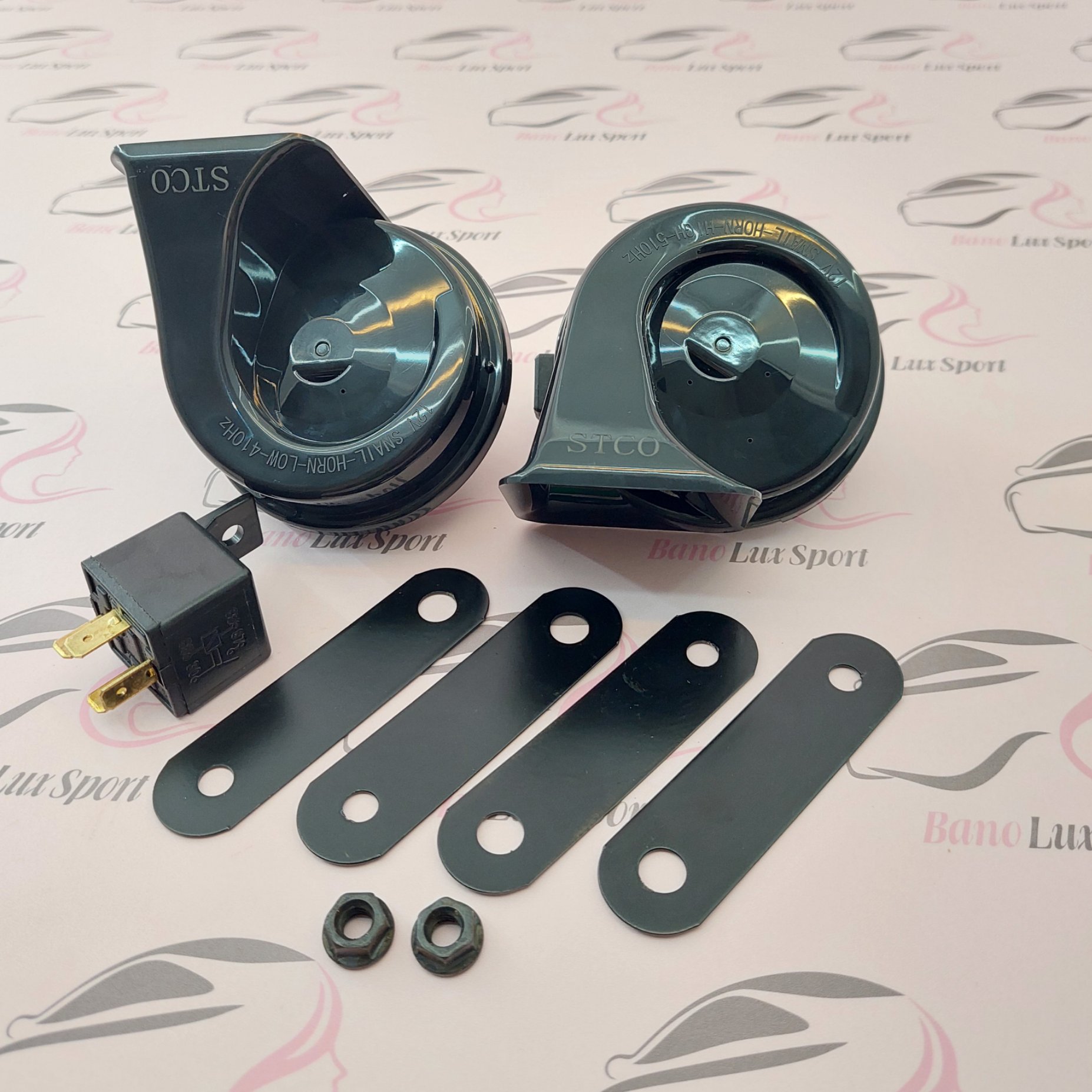 بوق حلزونی پژویی با سوکت و رله فابریک   در بسته بندی 2 عددی