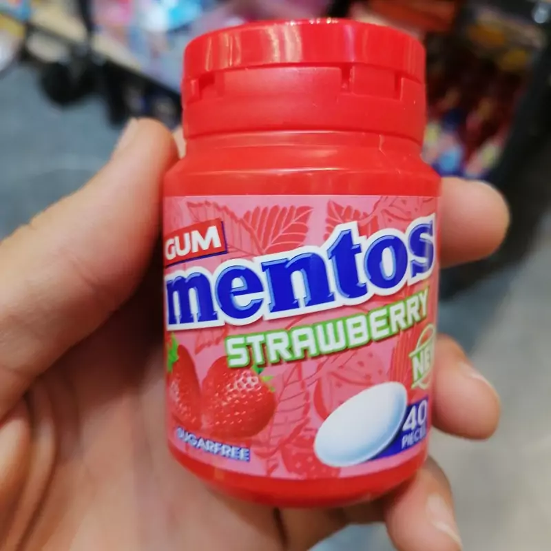 آدامس منتوس mentos طعم توت فرنگی 40 عددی