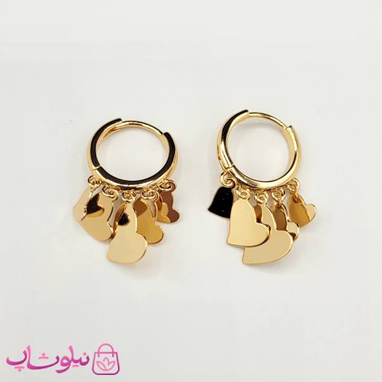 گوشواره آویزدار حلقه ای زنانه ژوپینگ مدل قلب کد 1891
