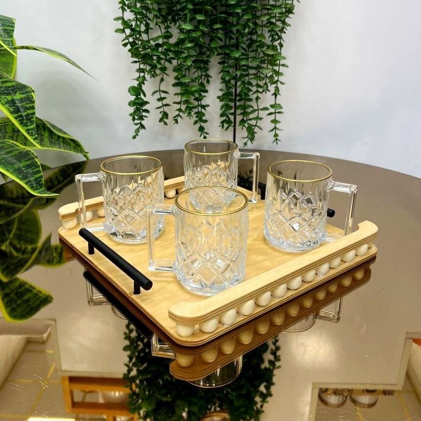 سینی مهره دار دسته فلزی مربع