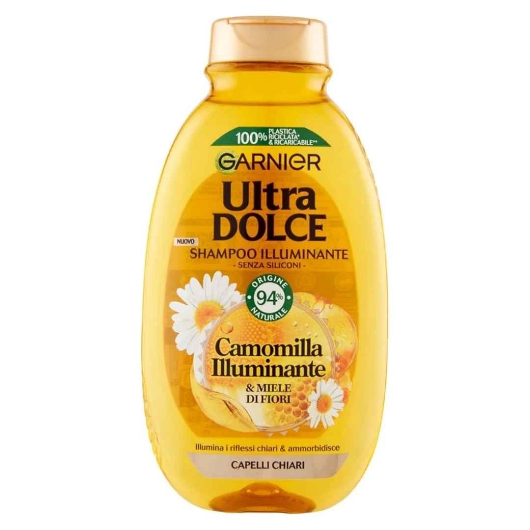 شامپو سر عسل و بابونه گارنیر garnier تقویت و درخشان کننده موی سر سری Ultra Dolce حجم 600 میل