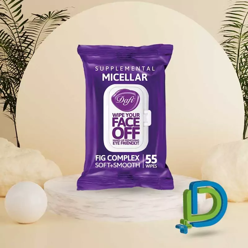 دستمال مرطوب پاک کننده آرایش میسلار 55 بر گی دربدار دافی