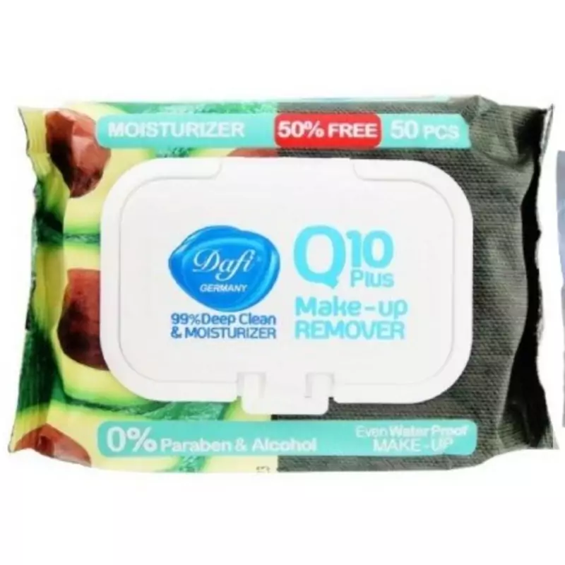 دستمال مرطوب پاک کننده آرایش دافی مدل Q10 طرح میوه انجیر بسته 50 عددی
