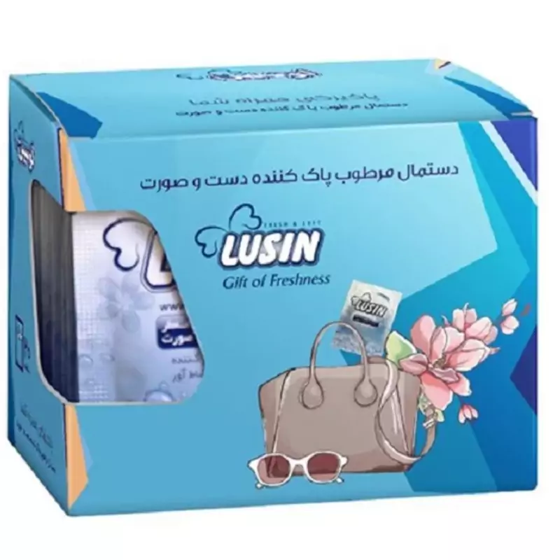 دستمال مرطوب پاک کننده دست و صورت لوسین (10عددی) کد 3942