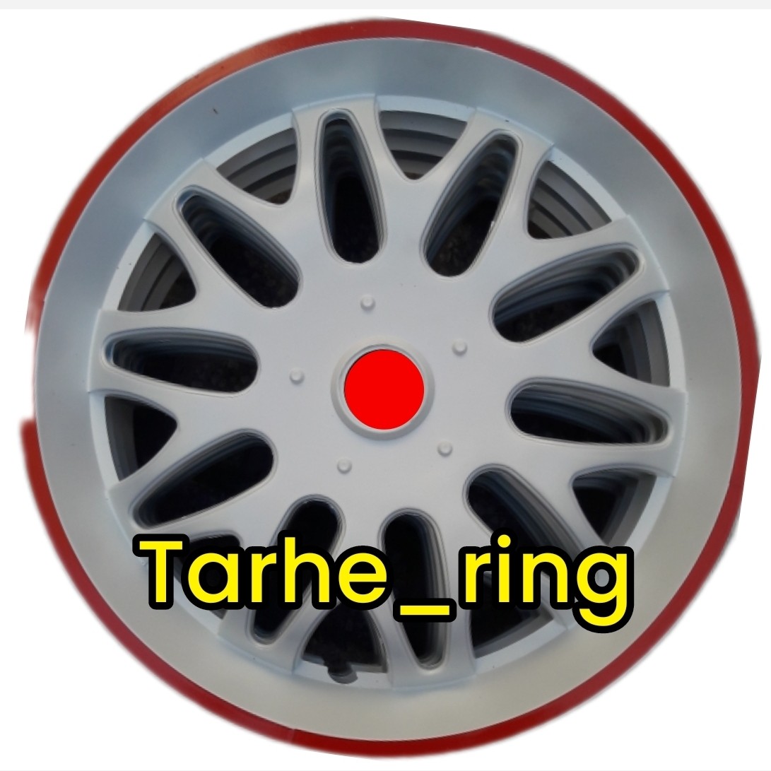 قالپاق طرح رینگ پراید و تیبا سفید رنگ نوار قرمز سایز 13