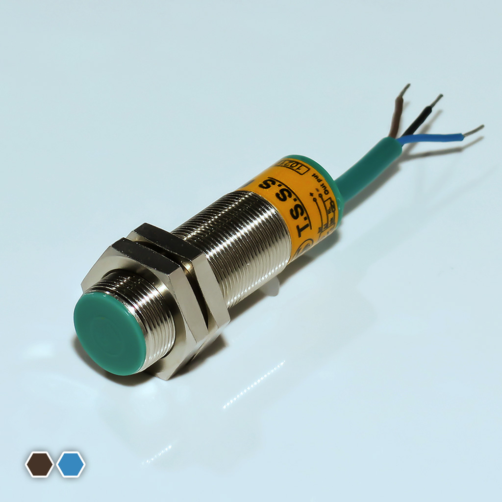 سنسور القایی تبریز سنسور، NPN-NO، قطر 22، سه سیمه، فاصله تشخیص 8mm، کد IS2208-ON