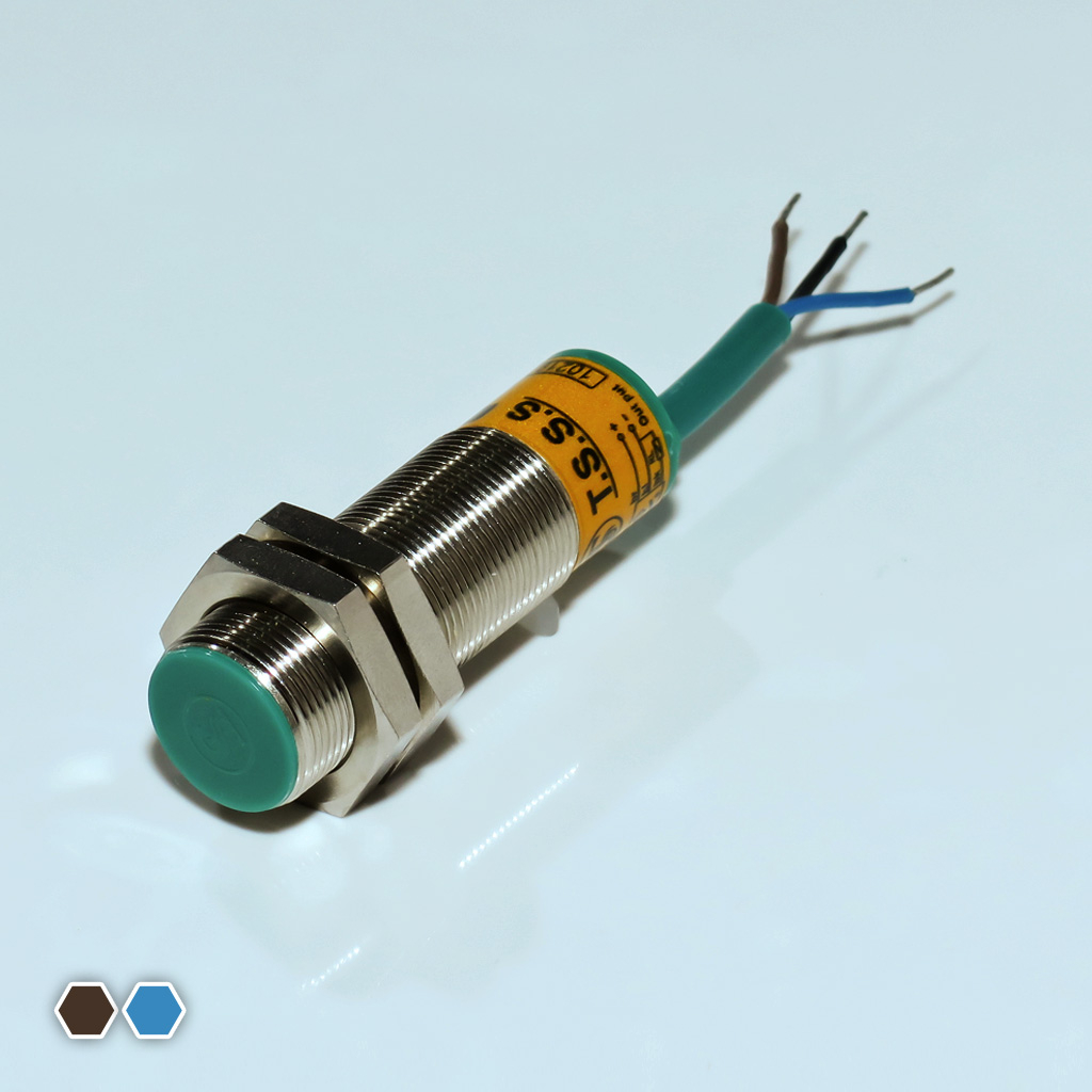 سنسور القایی تبریز سنسور، PNP-NC-NO، قطر 18، چهارپین، فاصله تشخیص 5mm، کد IS1805-P