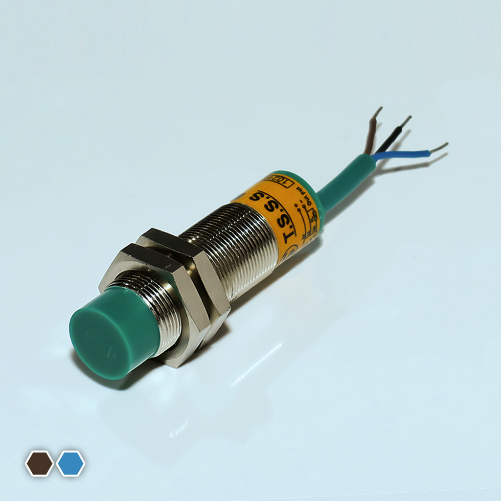 سنسور القایی تبریز سنسور، PNP-NC، قطر 18، چهارپین، فاصله تشخیص 8mm، کد IS1808-CP