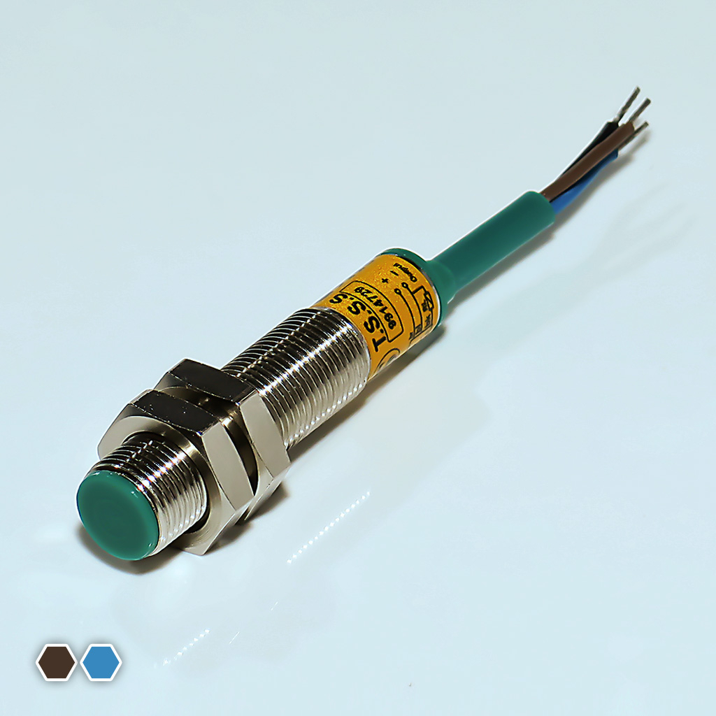 سنسور القایی تبریز سنسور، PNP-NC-NO، قطر 14، چهارپین، فاصله تشخیص 3mm، کد IS1403-P