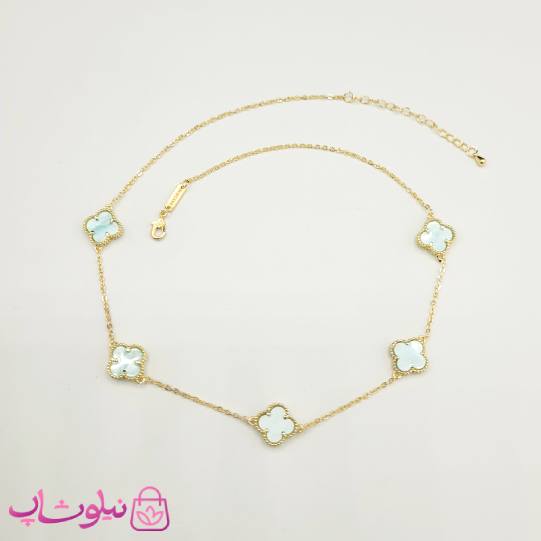 گردنبند زنانه ونکلیف آبی روشن آبکاری طلا کیفیت مستر کد 430