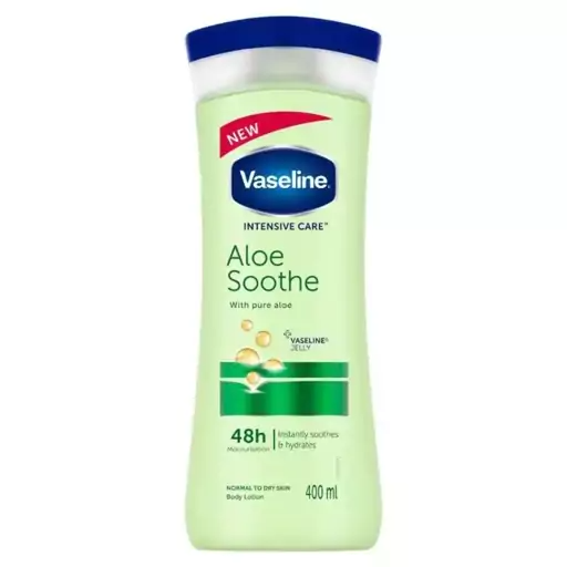 لوسیون بدن وازلین مدل آلوئه ورا ( VASELINE ALOE VERA SOOTHE BODY LOTION ) آبرسان و ضد التهاب مناسب انواع پوست( 400 ML )