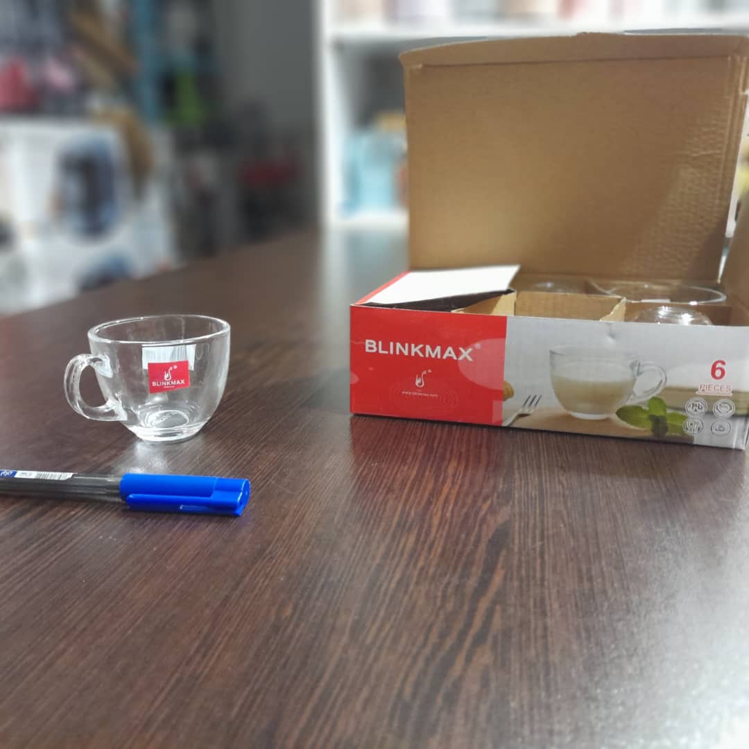 استکان دسته دار سایز کوچک طرح ساده و گوگولی مخصوص چای و قهوه مارک باکیفیت بلینک مکس