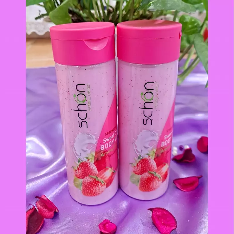 شامپو بدن شون با رایحه توت فرنگی و شیر حجم 300 میلی لیتر (اصل) | Schon Strawberry & Milk Body Wash 300ml