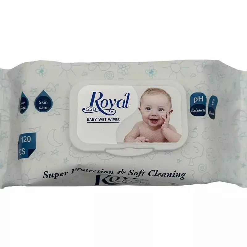 دستمال مرطوب کودک رویال اس اس بی 120 برگ ( طرح کودک ) 