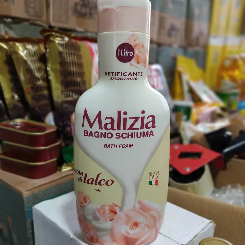 شامپو بدن مالیزیا ساخت ایتالیا رایحه گل رز و پودر تالک (پودر بچه) لطیف کننده و طراوت بخش پوست و ضد التهاب