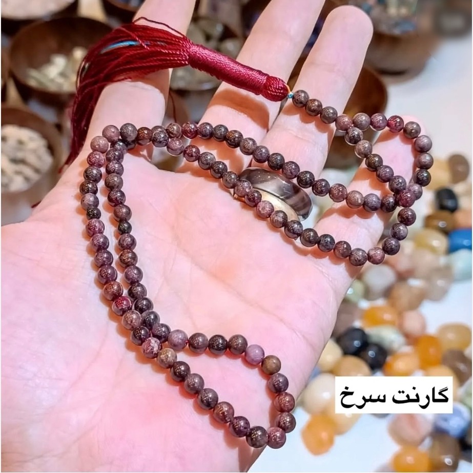 تسبیح گارنت یاقوت گارنت سرخ سایزشش 101 عددی