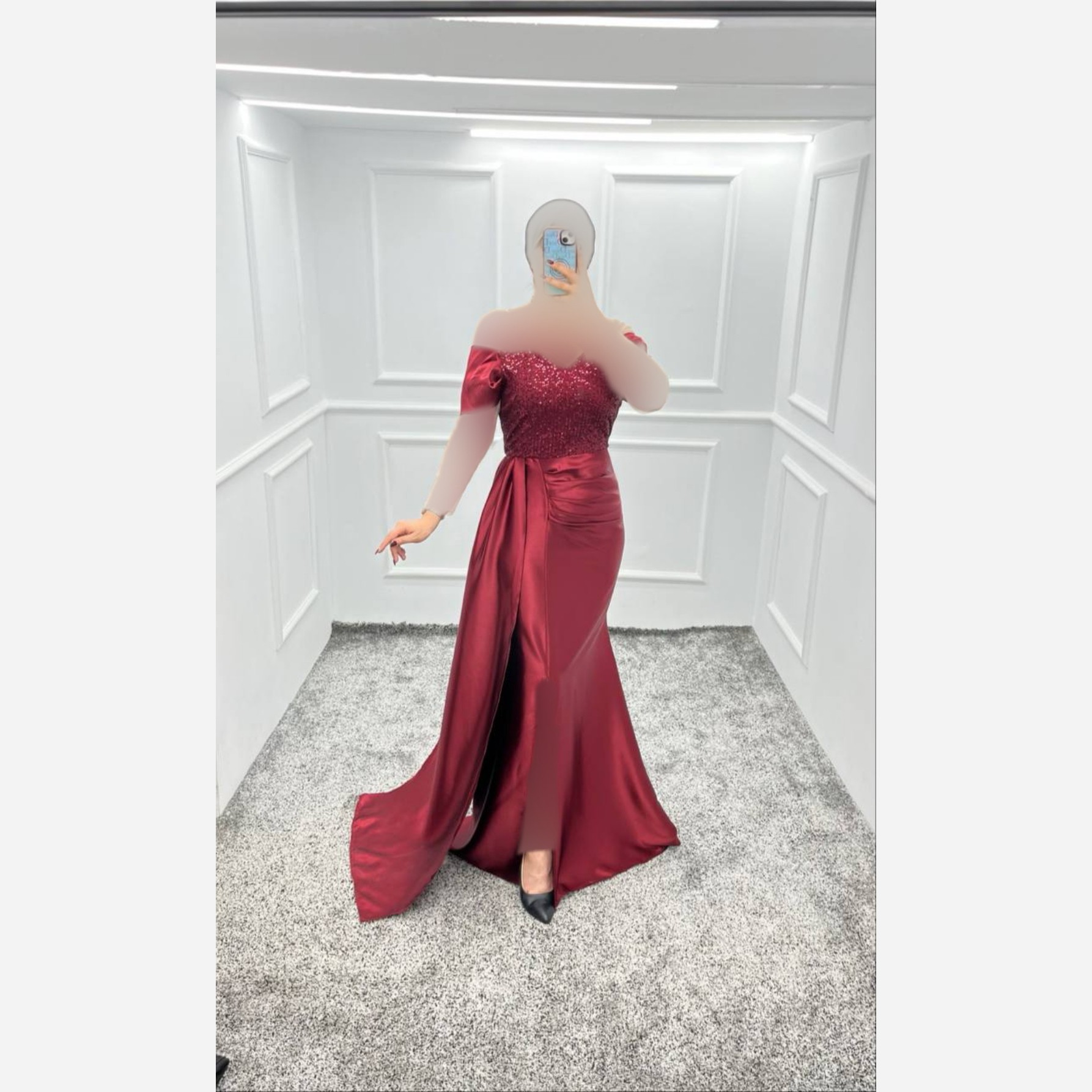 لباس مجلسی بلند زنانه ساتن دکلته ای