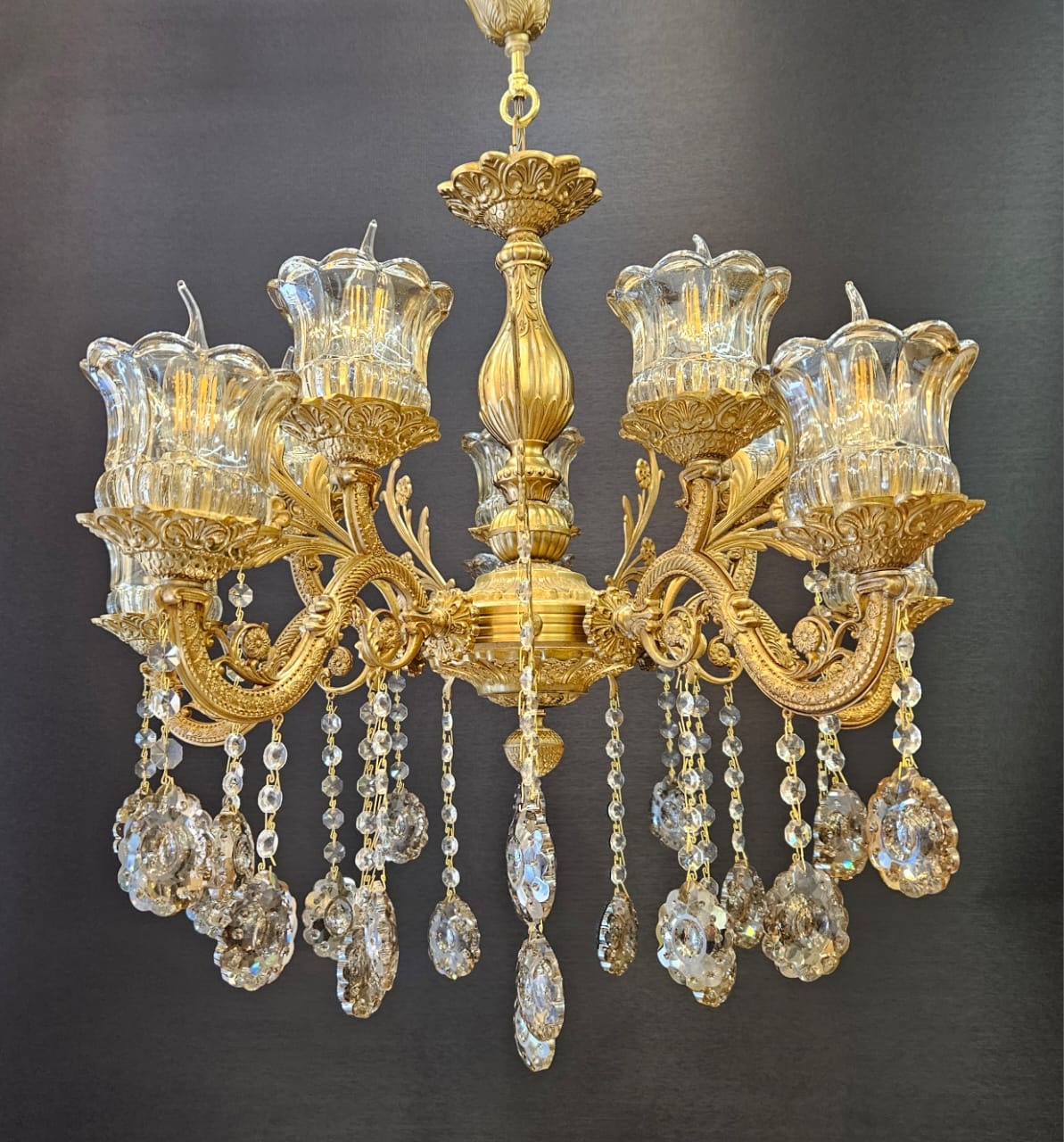 لوستر برنجی مدل گلناز10شعله