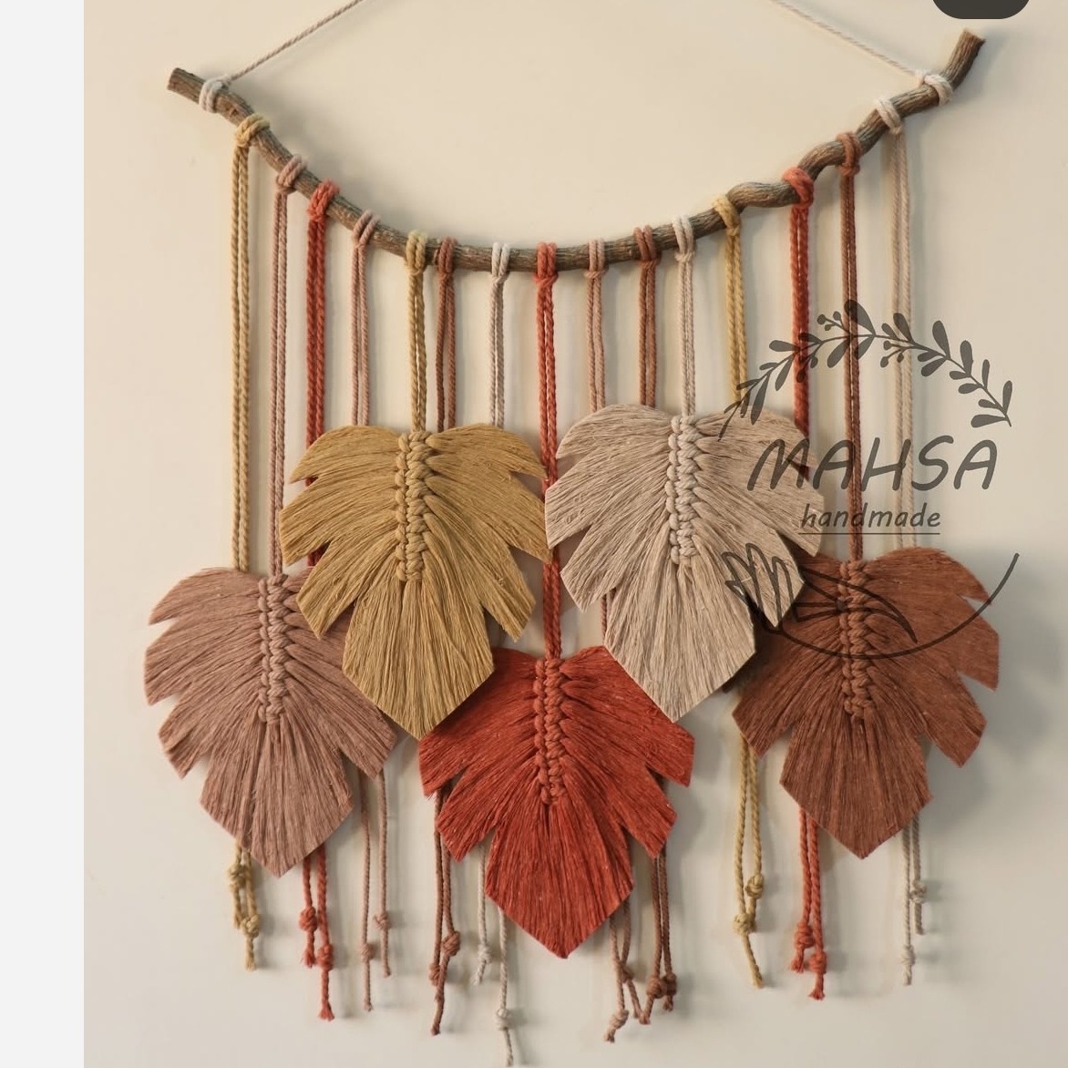 برگ انجیری مکرومه دیوار کوب