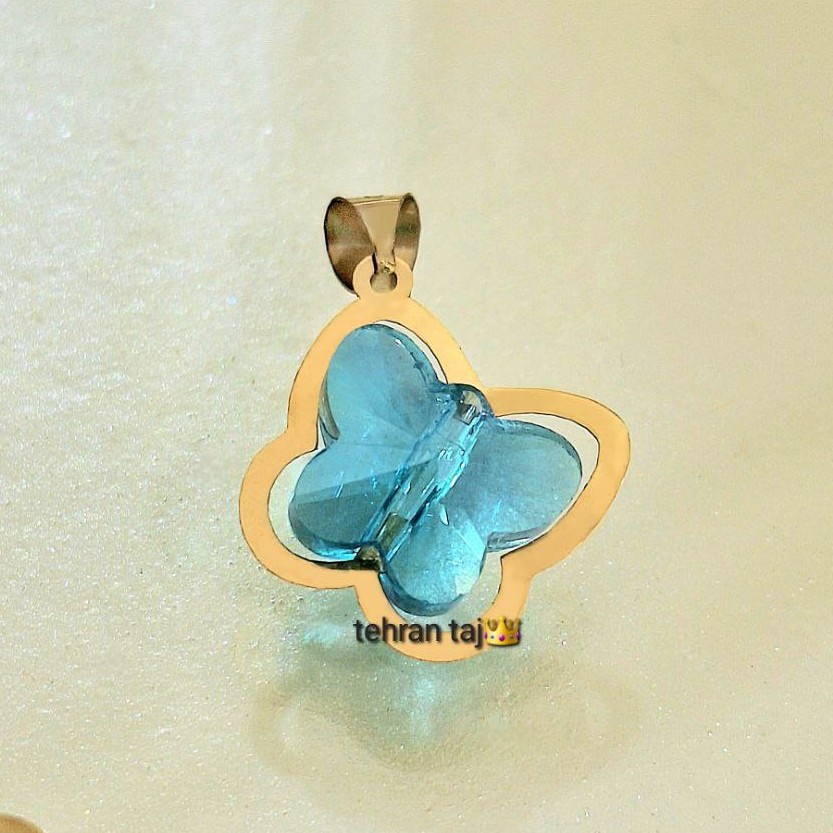 آویزسوارسکی طلا 18 عیار طرح پروانه ابی