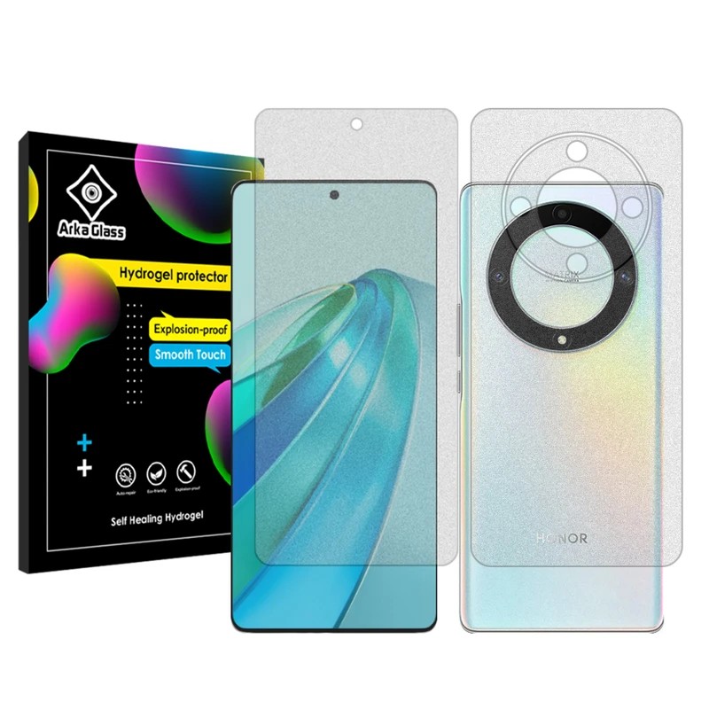 گلس آنر ایکس 9 ای مدل مات و ضد انعکاس نور به همراه محافظ پشت گوشی (گلس مات Honor X9a)