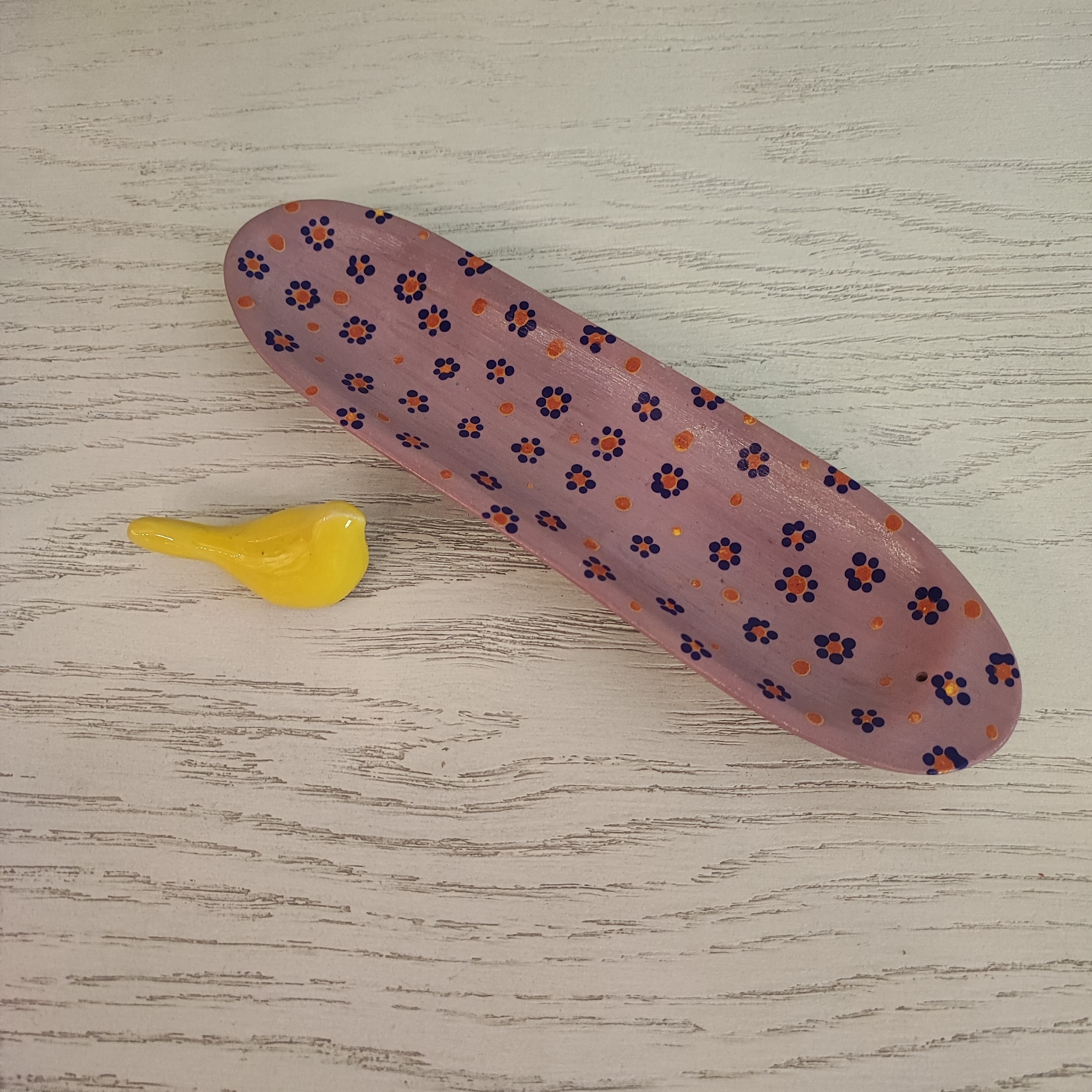 عودسوز جاعودی سفالی صورتی طرح گل