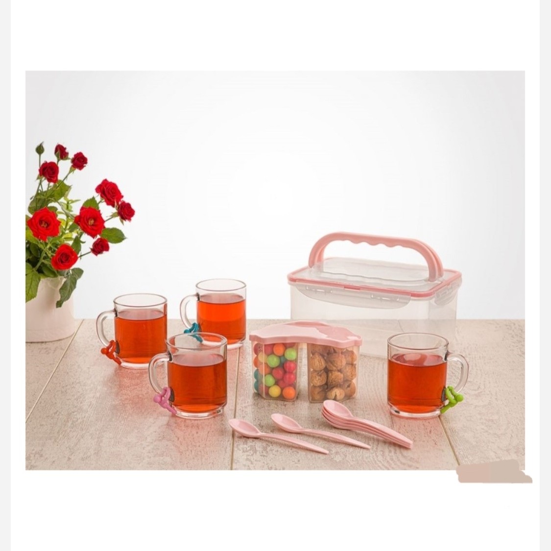 چای خوری 4 نفره دسته دار برند لیمون