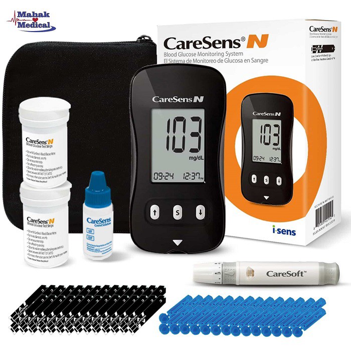 دستگاه تست قندخون کرسنس به همراه 75 نوار تست(caresens)